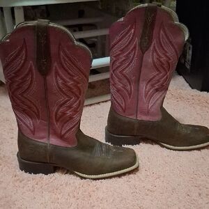 Ariat Pink and Brown Heeled Boots
